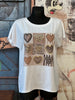 T-shirt col rond "coeur" blanc & taupe