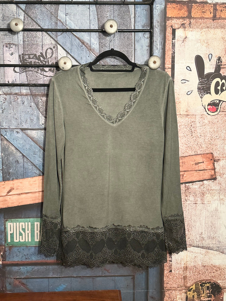 Unterziehpullover Spitze 36/42 khaki dunkel