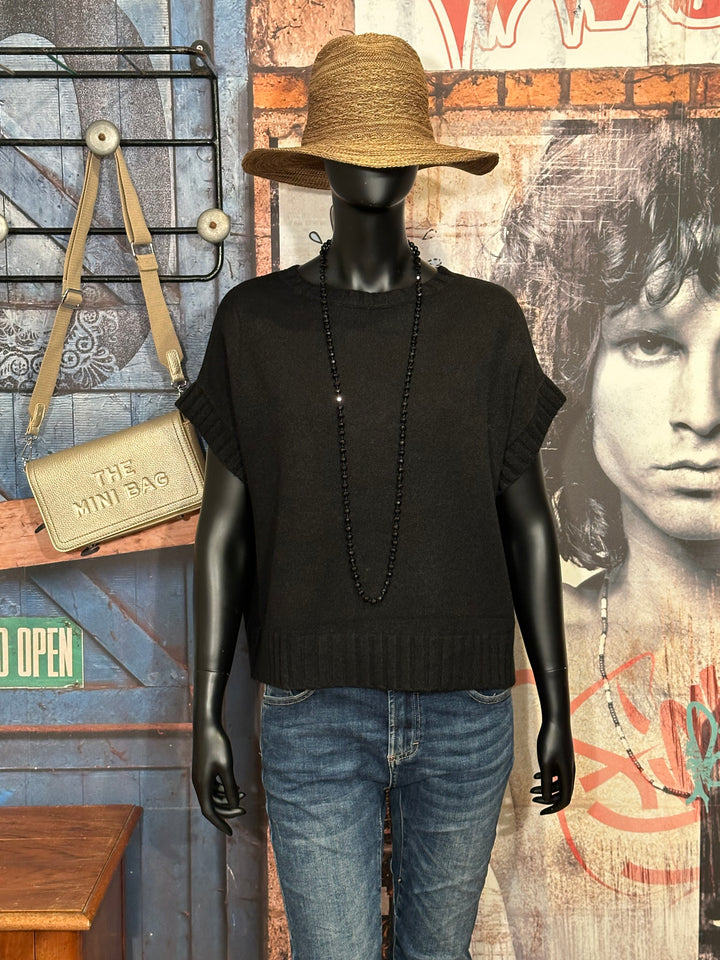 Ärmelloser Pullover & Rundhalsausschnitt Schwarz (38/42)