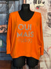 Weicher Pullover "Oui mais non" orange