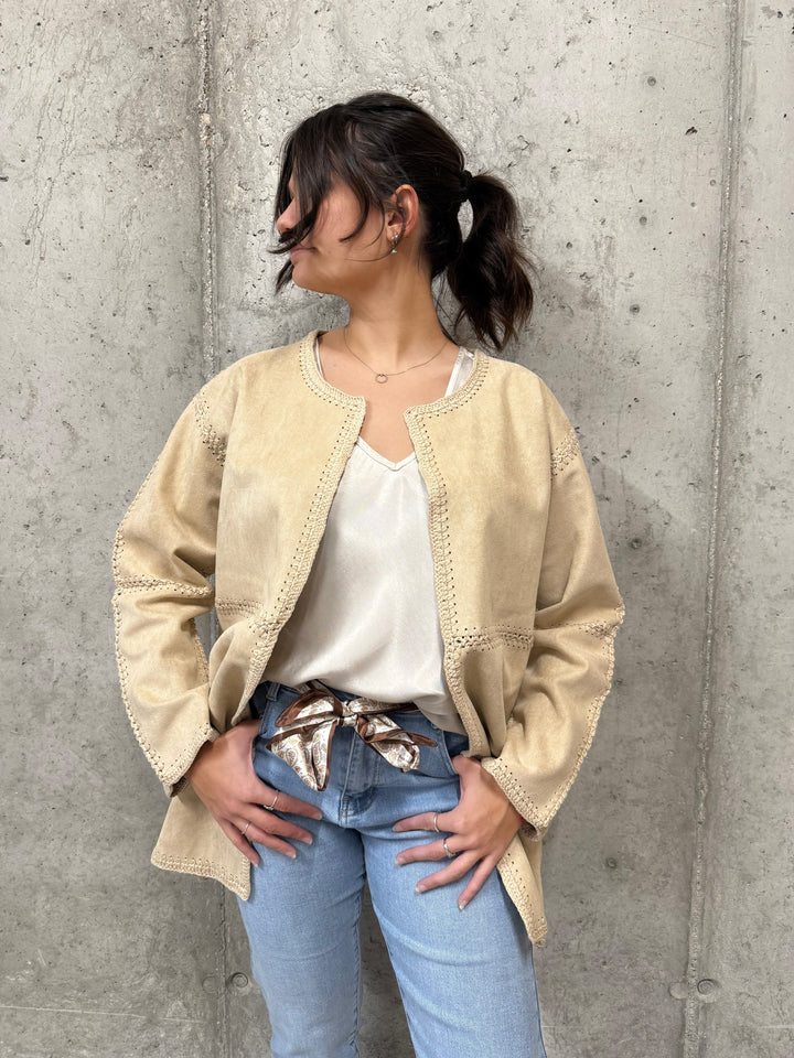 Veste/gilet en suédine beige (38/40)