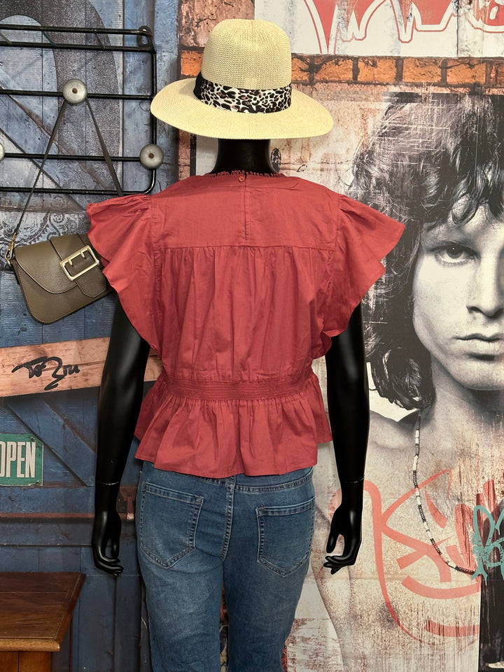 Bluse aus 100% Baumwolle "romantisch" terracotta