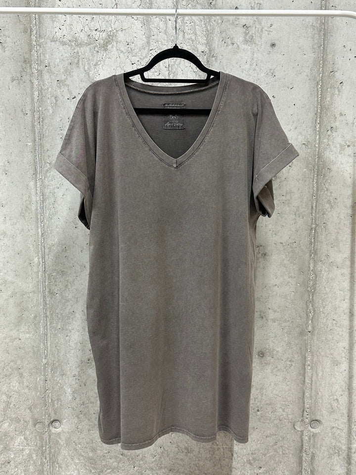 Robe t-shirt  "Chloé" unie &amp; col V (40/44) MADE IN ITALY