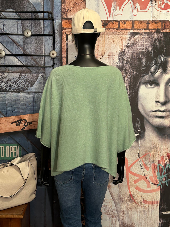 Pullover + Size Kurzarm mandelgrün