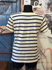 T-shirt marinière col V beige & bleu marine