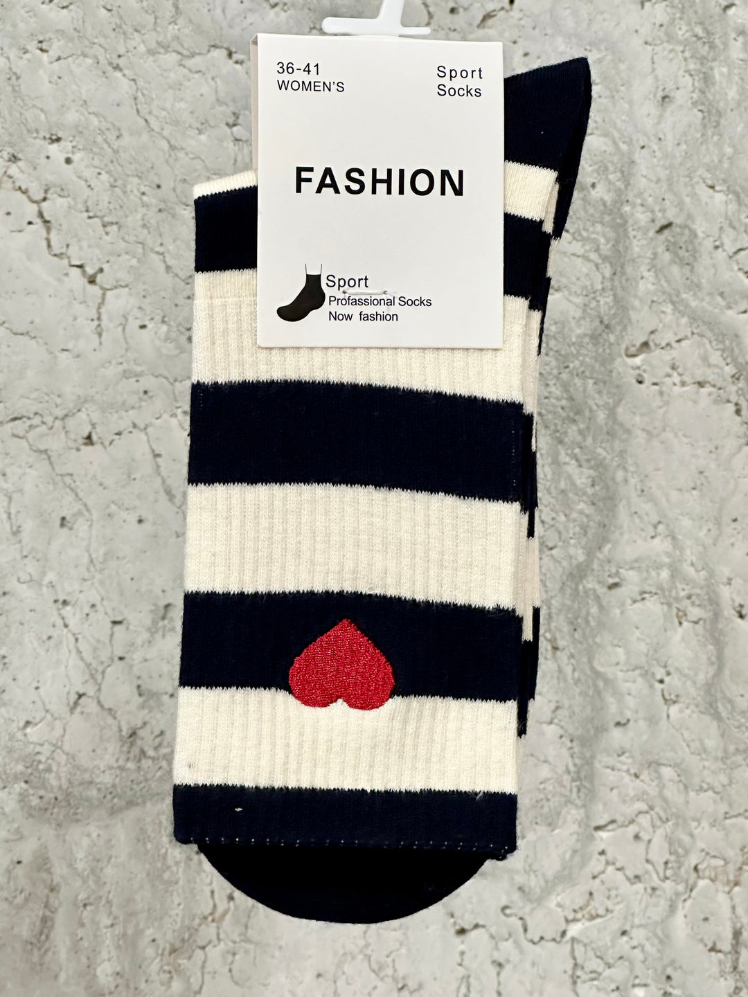 Chaussettes lignes &amp; coeurs "Judith"