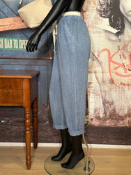 Pantalon 50% lin & 50% coton bleu denim