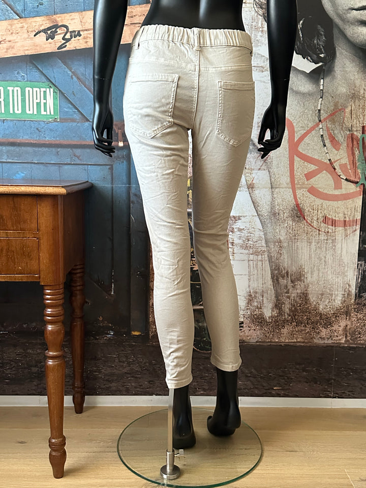 Stretch-Jeans mit elastischem Bund in beige