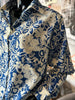 Chemisier "Kiri" 100% coton motifs "fleurs" bleu/blanc