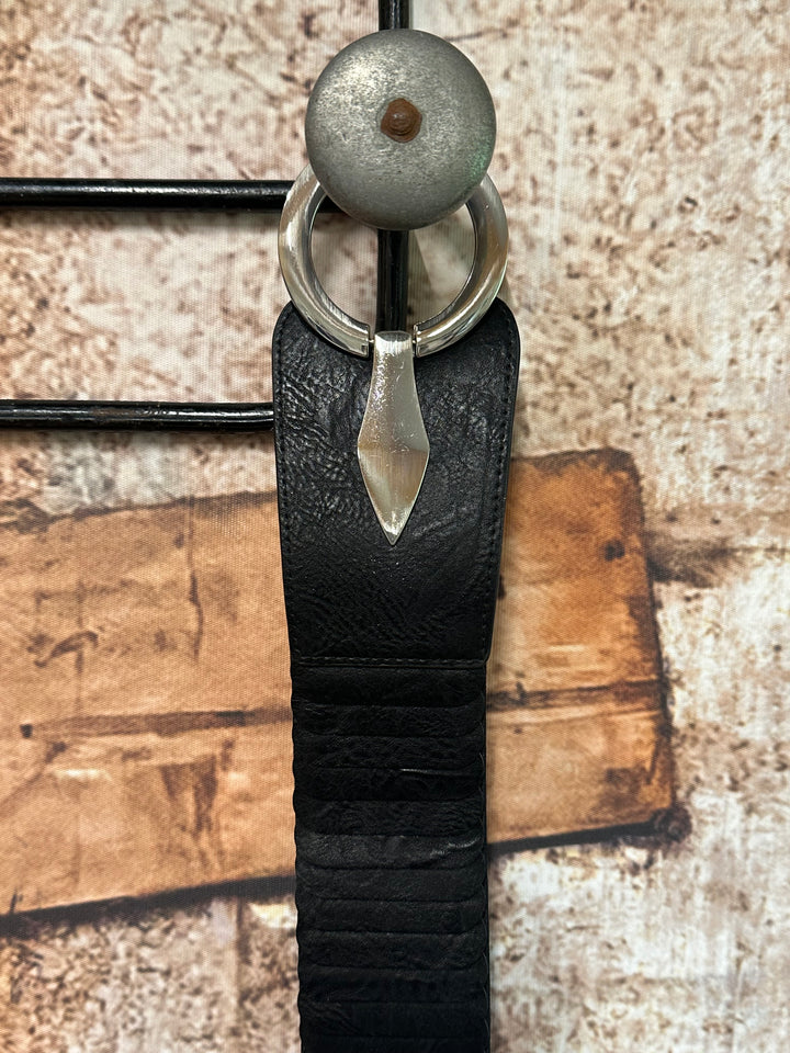 Schwarzer elastischer Gürtel silberne Schnalle