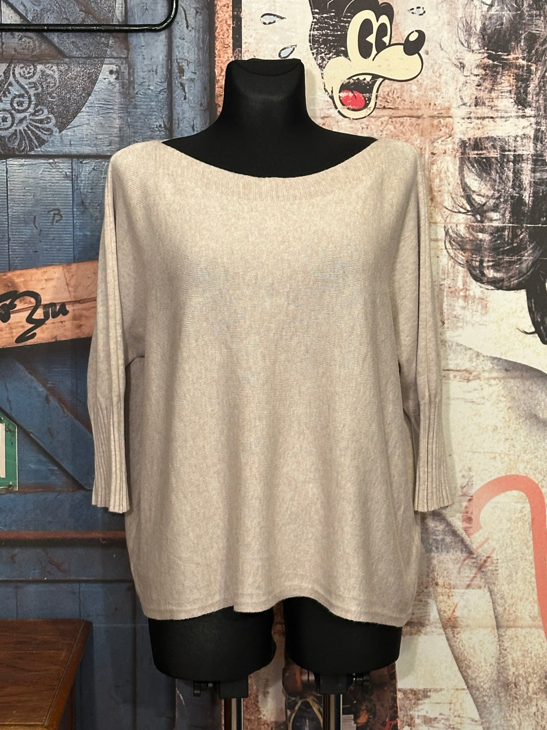 Pull manches 3/4 & col bateau beige (40/44)
