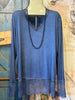 Sous pull dentelle grande taille bleu indigo