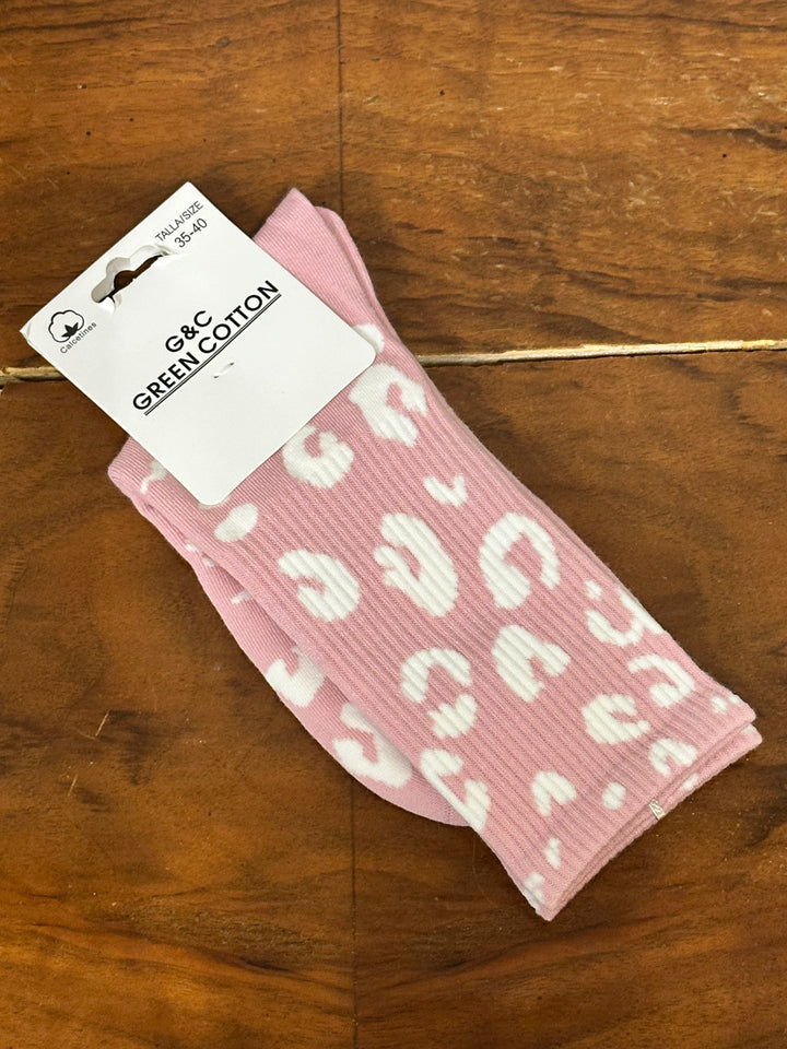 Chaussettes mi-longues en coton motif "léopard"