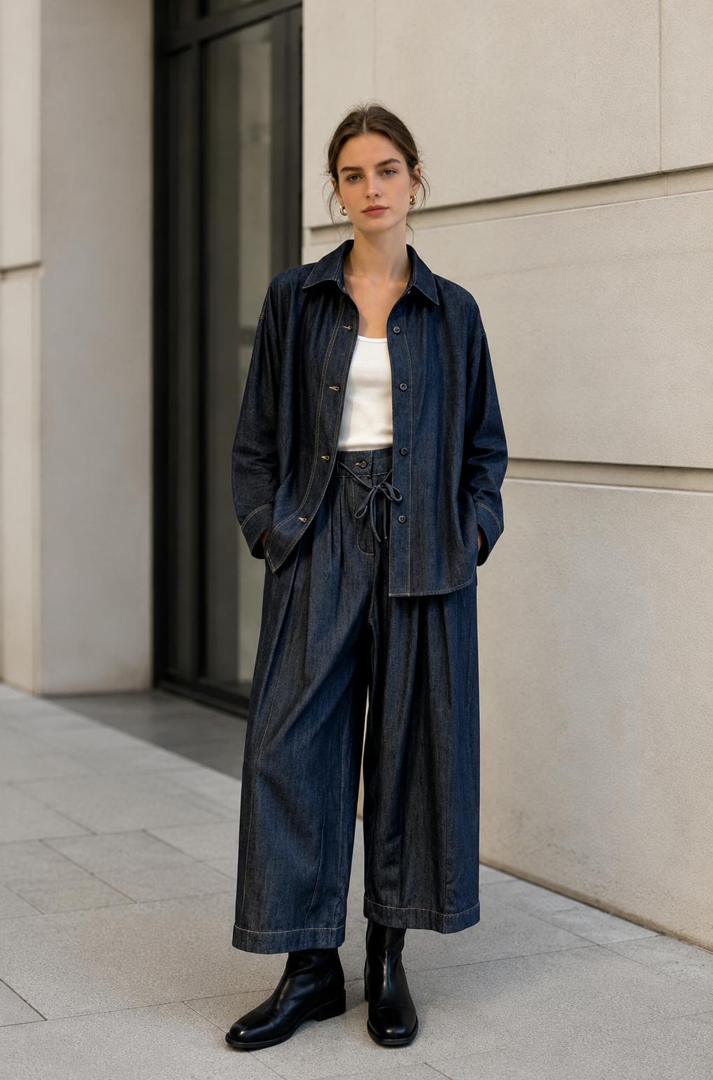 Pantalon large 7/8 "Levi" taille élastique (40/44)