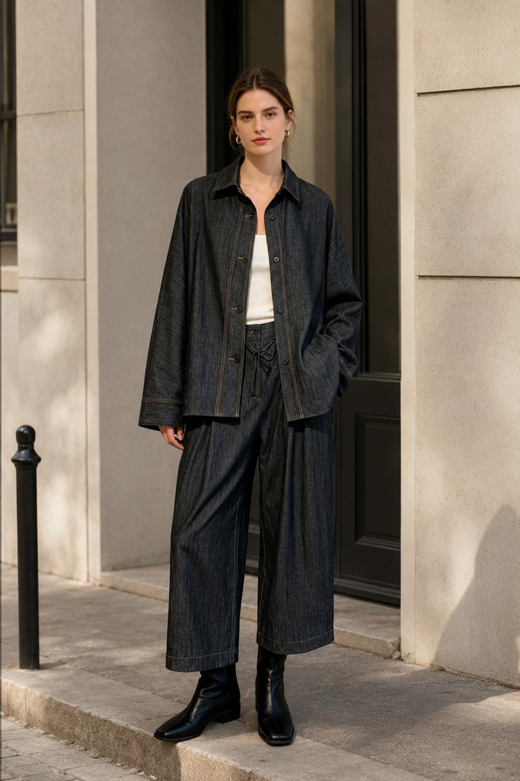 Pantalon large 7/8 "Levi" taille élastique (40/44)