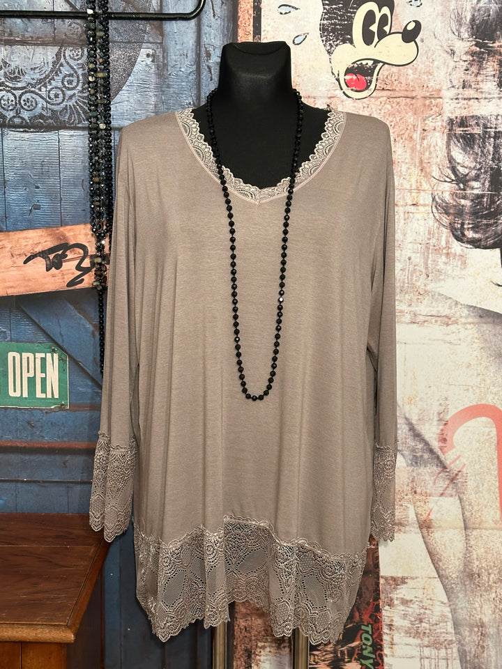 Sous pull dentelle + SIZE (44/48) taupe