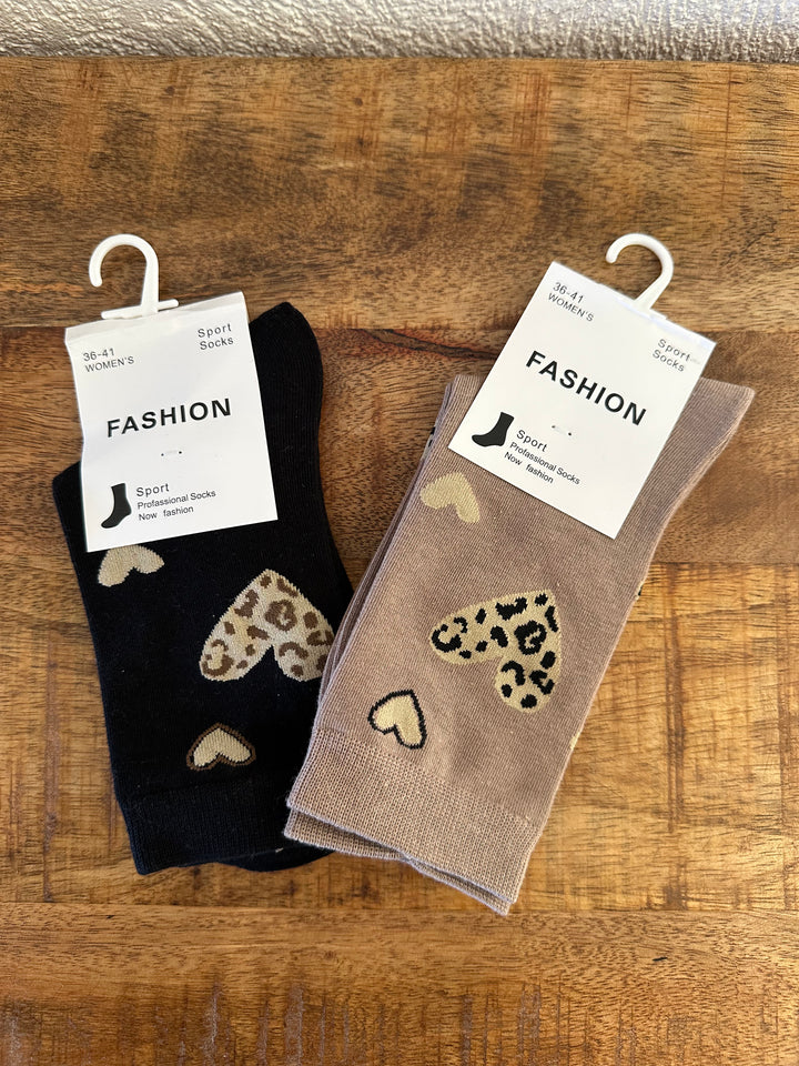 Chaussettes "coeurs léo"