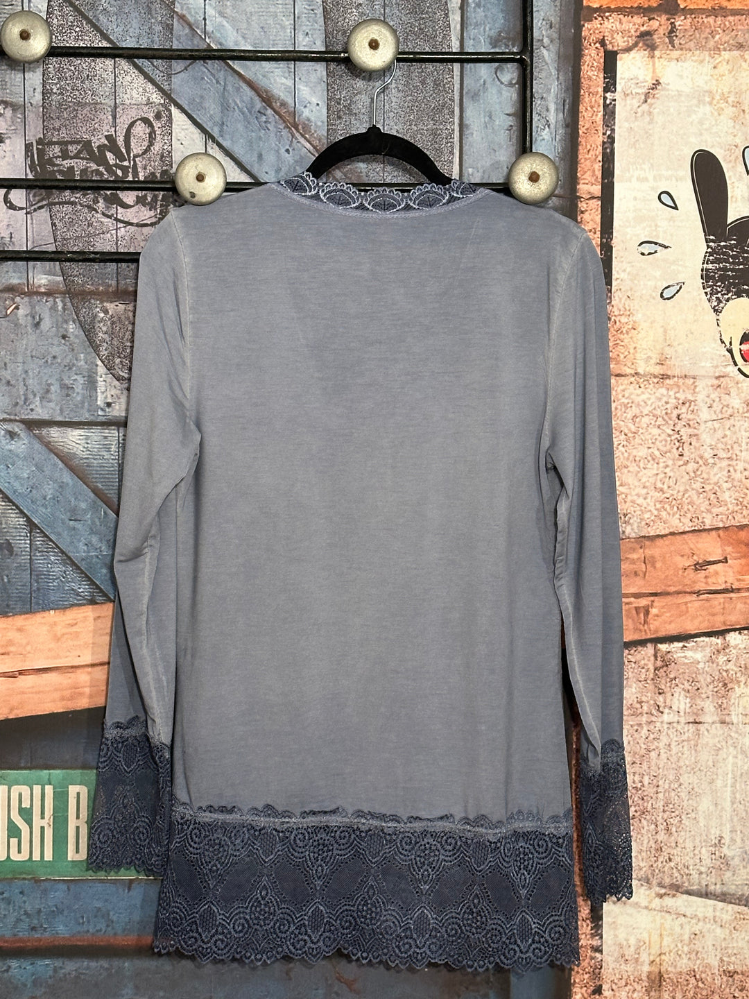 Sous pull dentelle 36/42 bleu jean