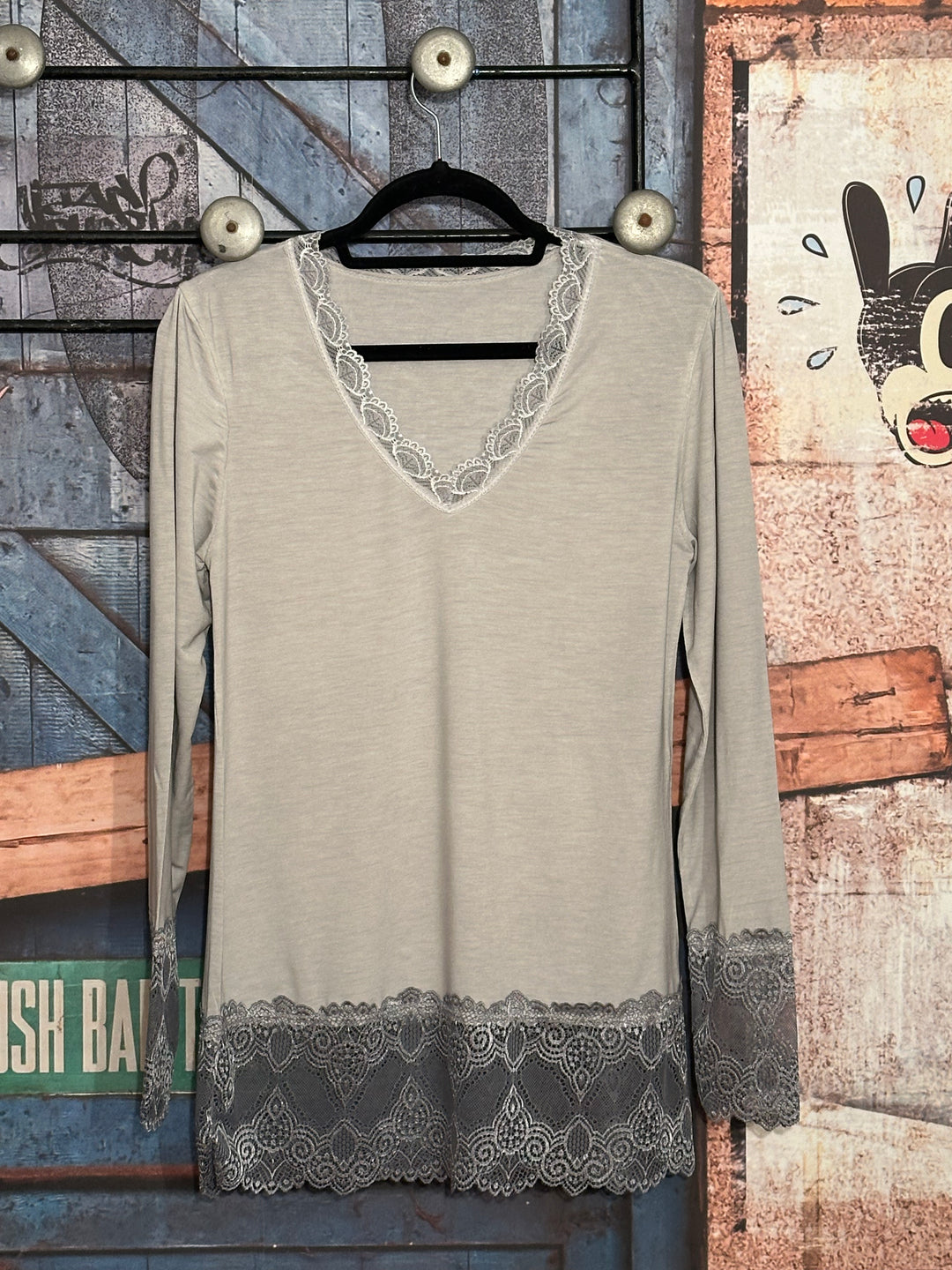 Sous-pull dentelle 36/42 gris perle