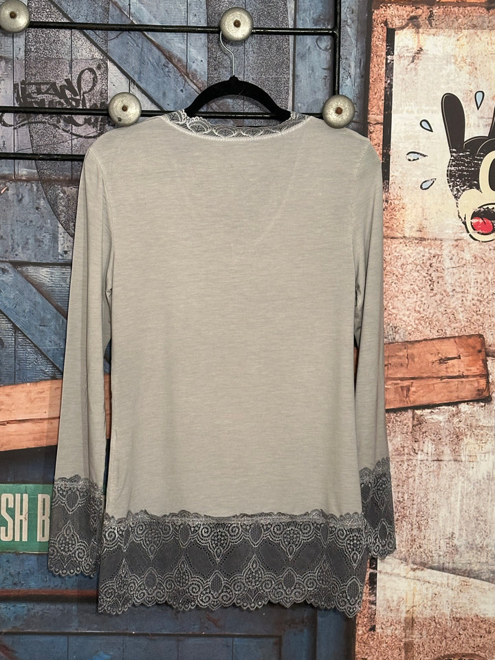 Sous-pull dentelle 36/42 gris perle