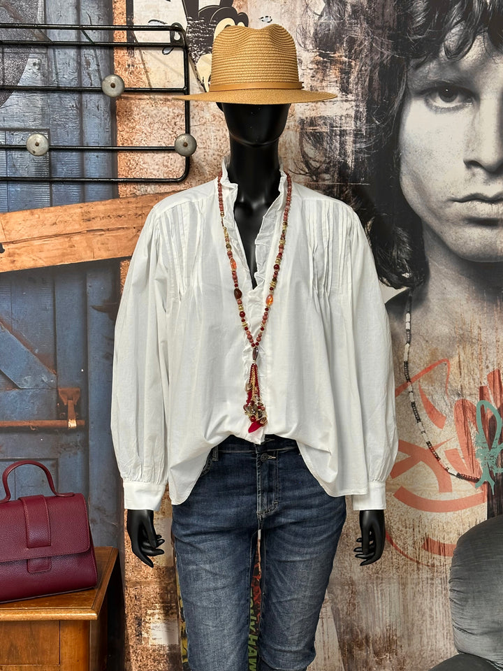 Chemisier blanc romantique à volants (38/42) MADE IN ITALY