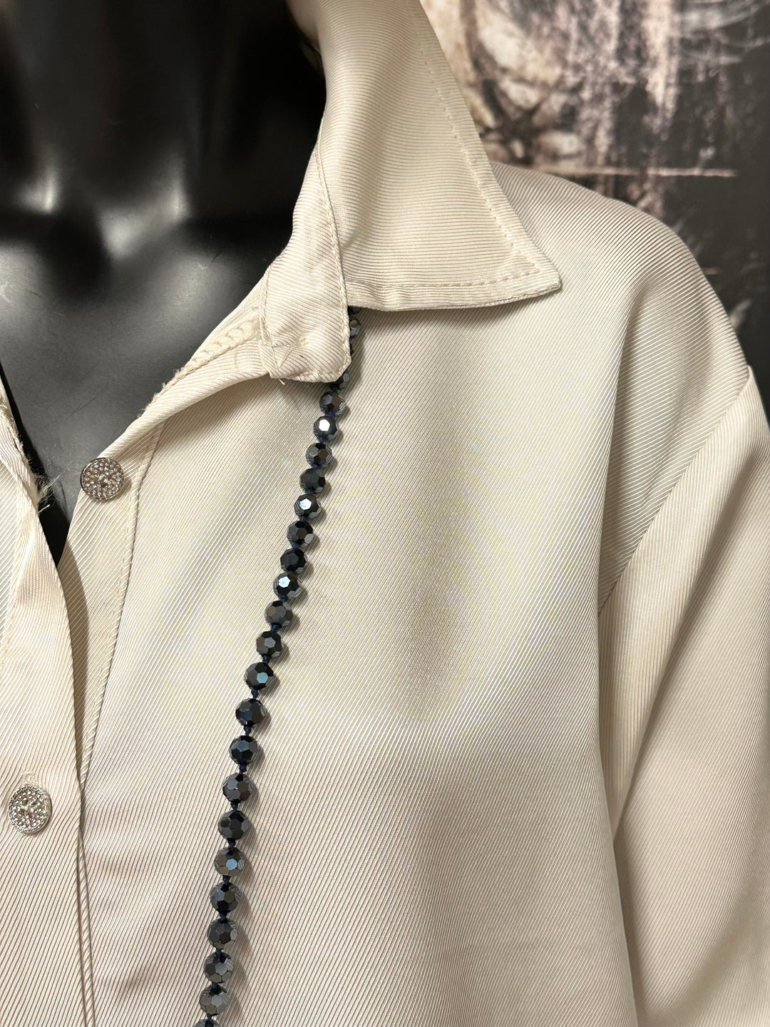 Chemisier/tunique motif "floral" bijoux beige (38/42) MADE IN ITALY