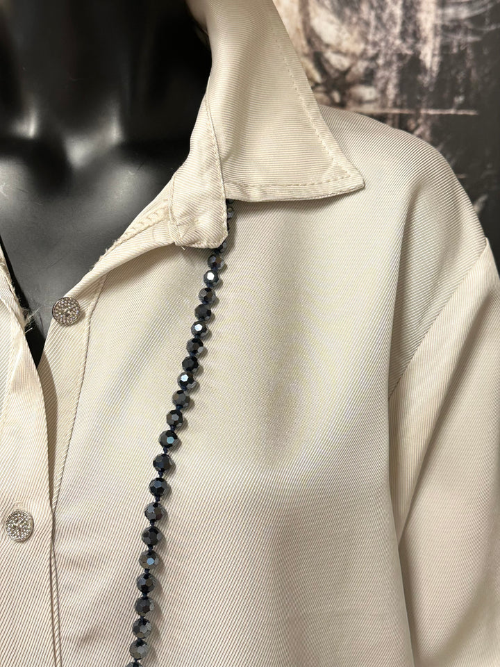 Chemisier/tunique motif "floral" bijoux beige (38/42) MADE IN ITALY