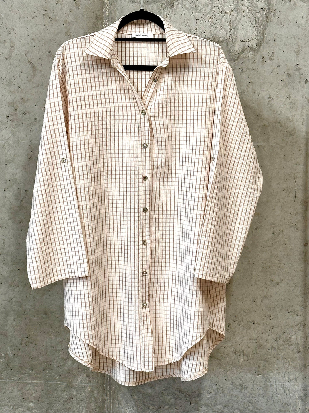 Chemisier/tunique à carreaux écru & beige (42/46) MADE IN ITALY