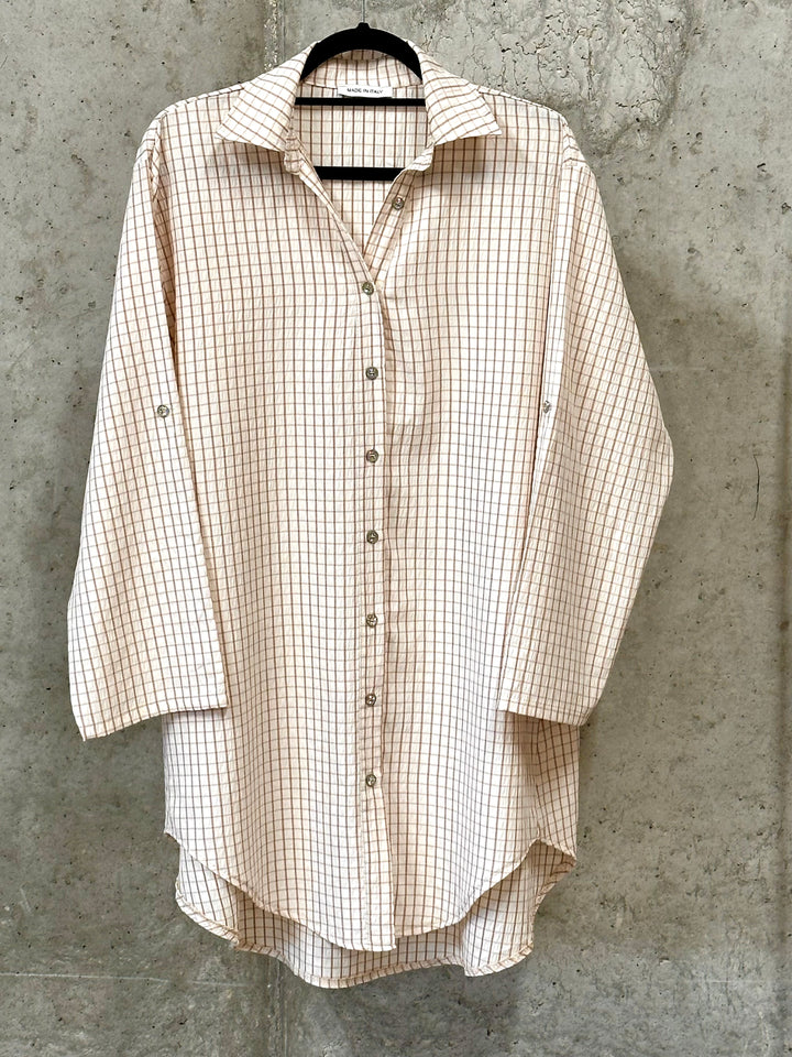 Chemisier/tunique à carreaux écru & beige (42/46) MADE IN ITALY