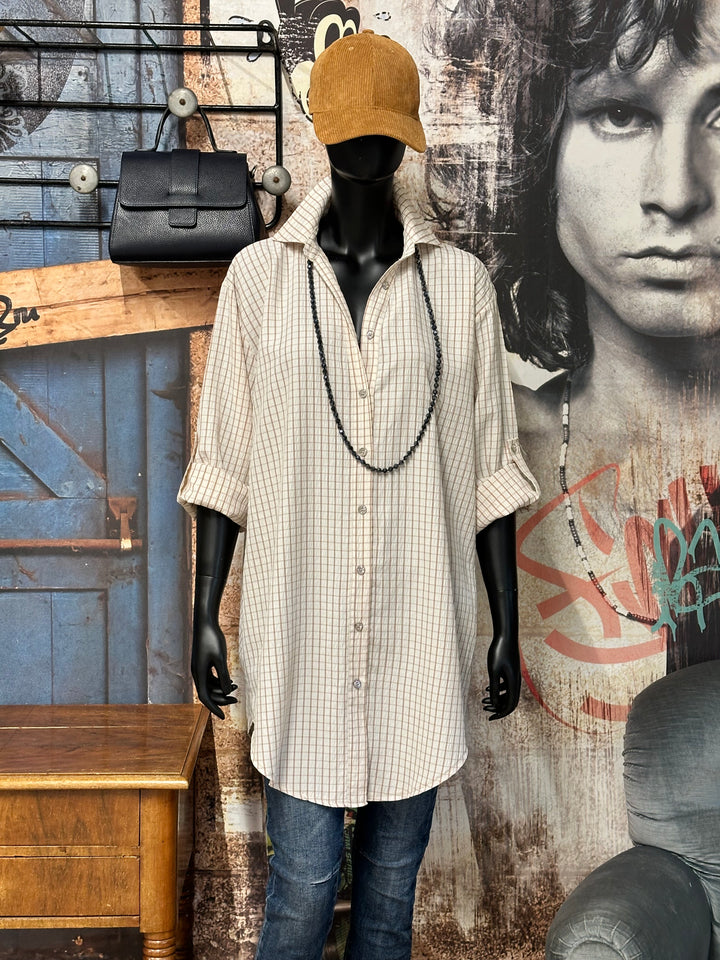 Chemisier/tunique à carreaux écru & beige (42/46) MADE IN ITALY