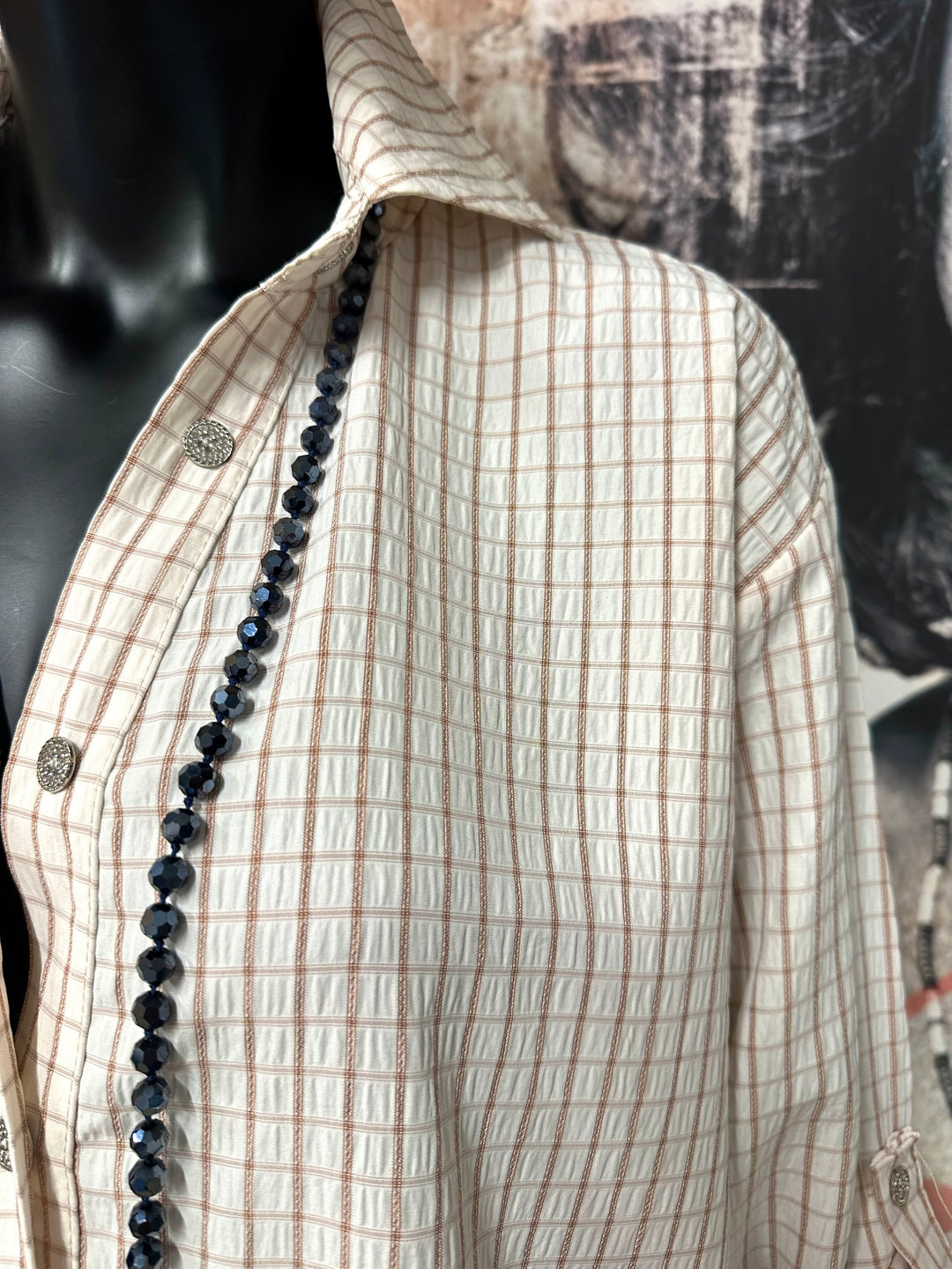 Chemisier/tunique à carreaux écru & beige (42/46) MADE IN ITALY