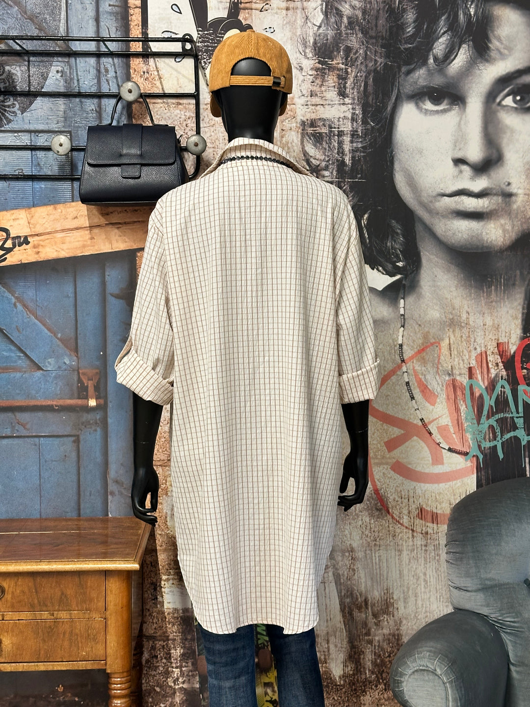 Chemisier/tunique à carreaux écru & beige (42/46) MADE IN ITALY