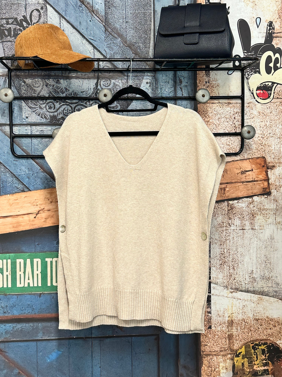 Débardeur en maille fine beige clair (38/42) MADE IN ITALY