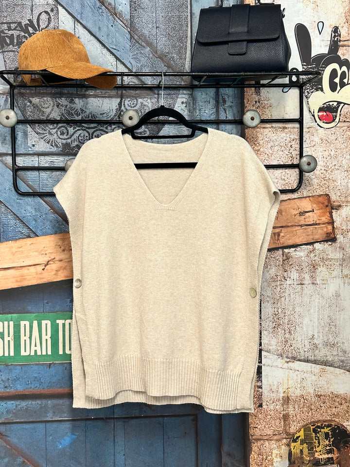 Débardeur en maille fine beige clair (38/42) MADE IN ITALY
