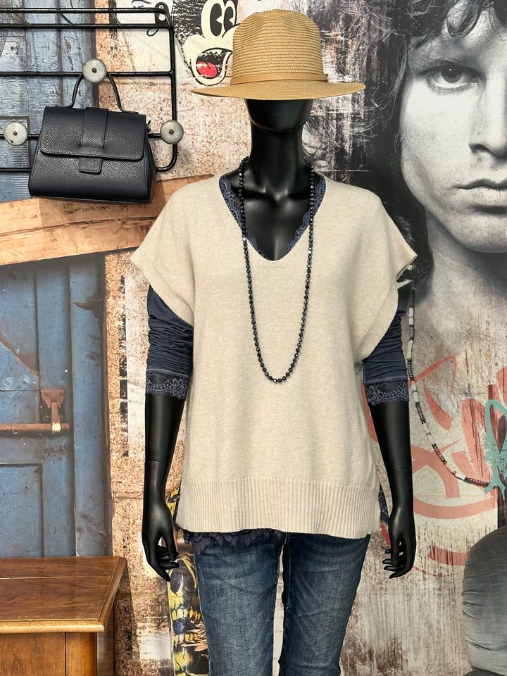 Débardeur en maille fine beige clair (38/42) MADE IN ITALY