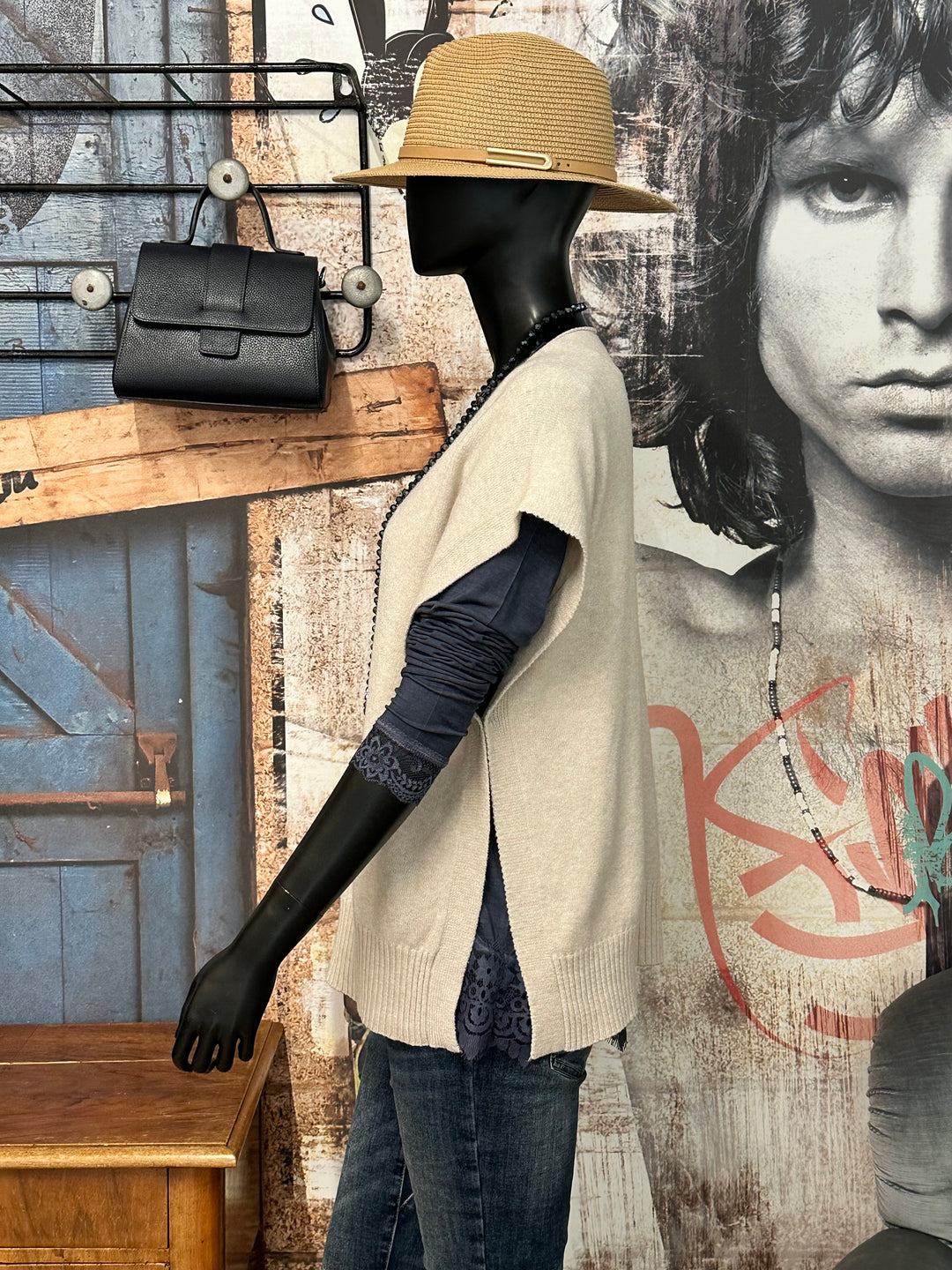 Débardeur en maille fine beige clair (38/42) MADE IN ITALY