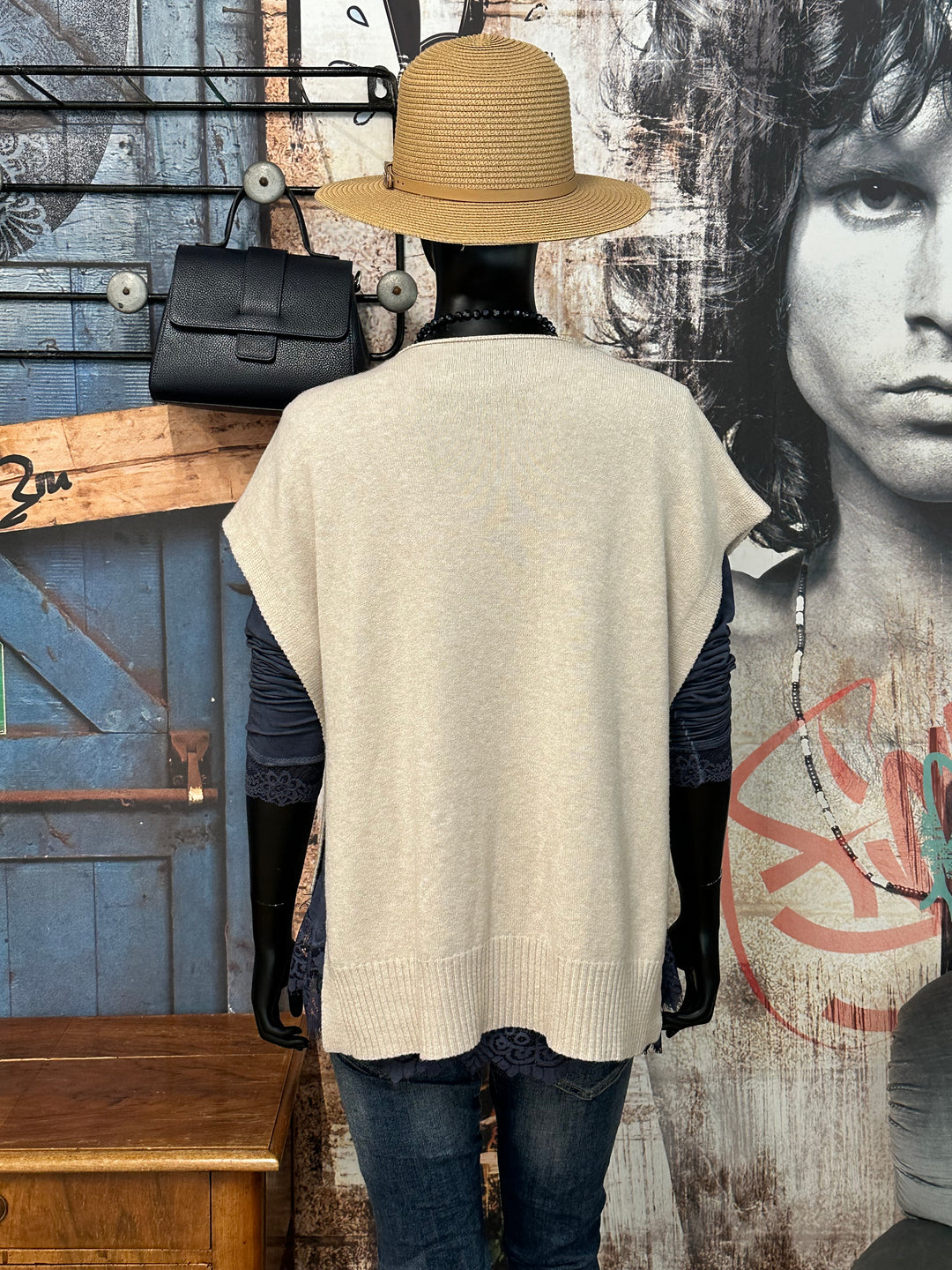 Débardeur en maille fine beige clair (38/42) MADE IN ITALY