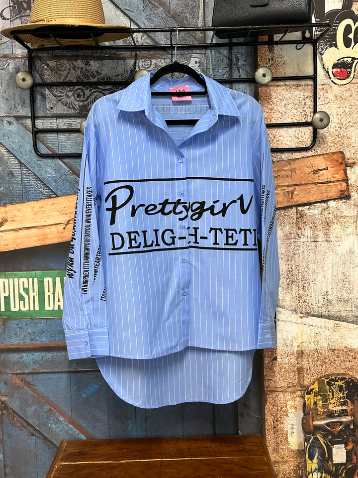 Chemisier "Prettygirl" Bleu & blanc (36/38) 100% coton MADE IN FRANCE