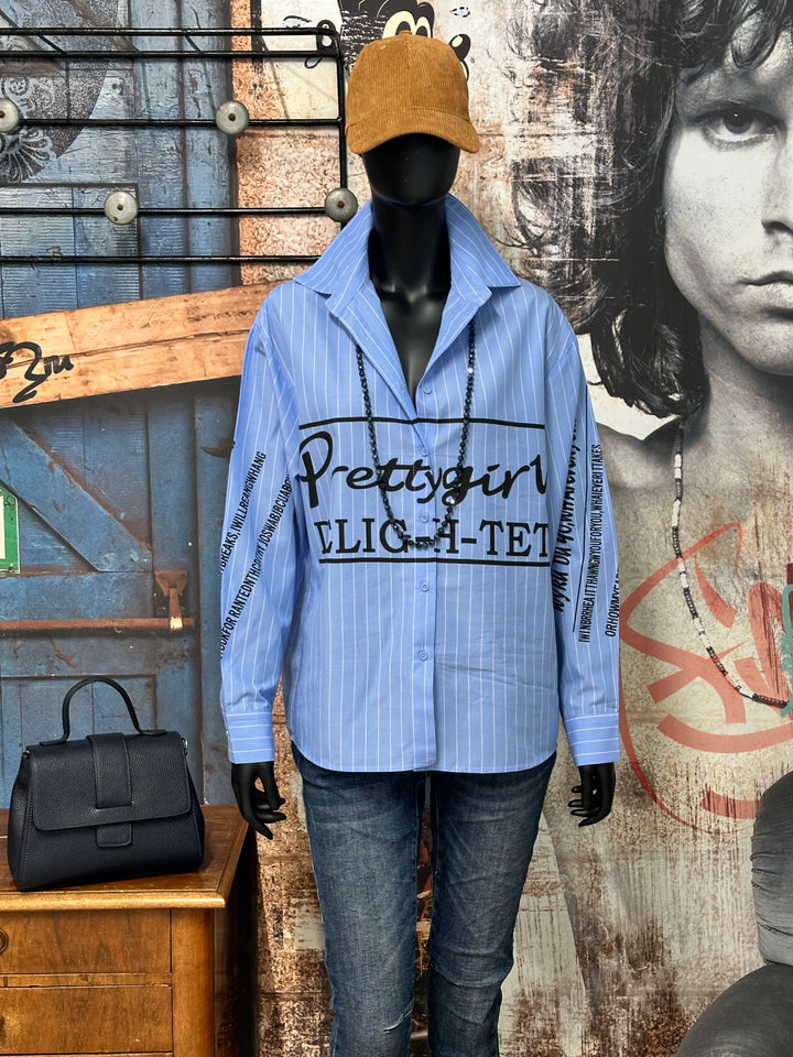 Chemisier "Prettygirl" Bleu & blanc (36/38) 100% coton MADE IN FRANCE