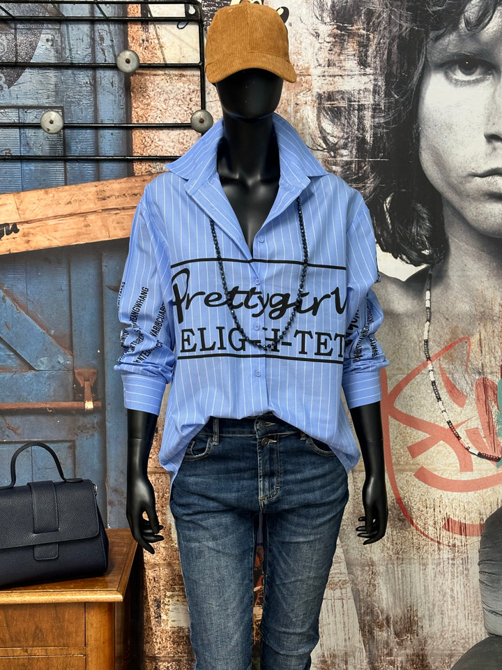 Chemisier "Prettygirl" Bleu & blanc (36/38) 100% coton MADE IN FRANCE