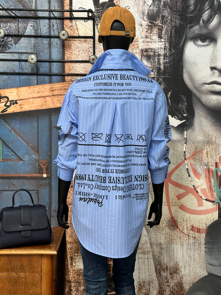 Chemisier "Prettygirl" Bleu & blanc (36/38) 100% coton MADE IN FRANCE