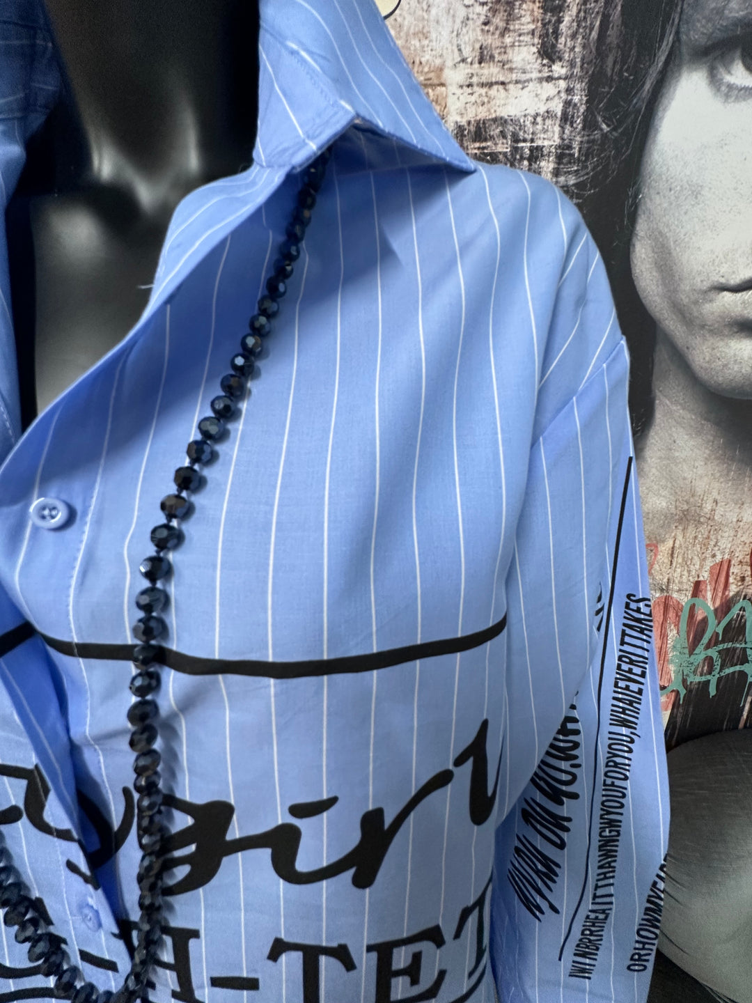 Chemisier "Prettygirl" Bleu & blanc (36/38) 100% coton MADE IN FRANCE