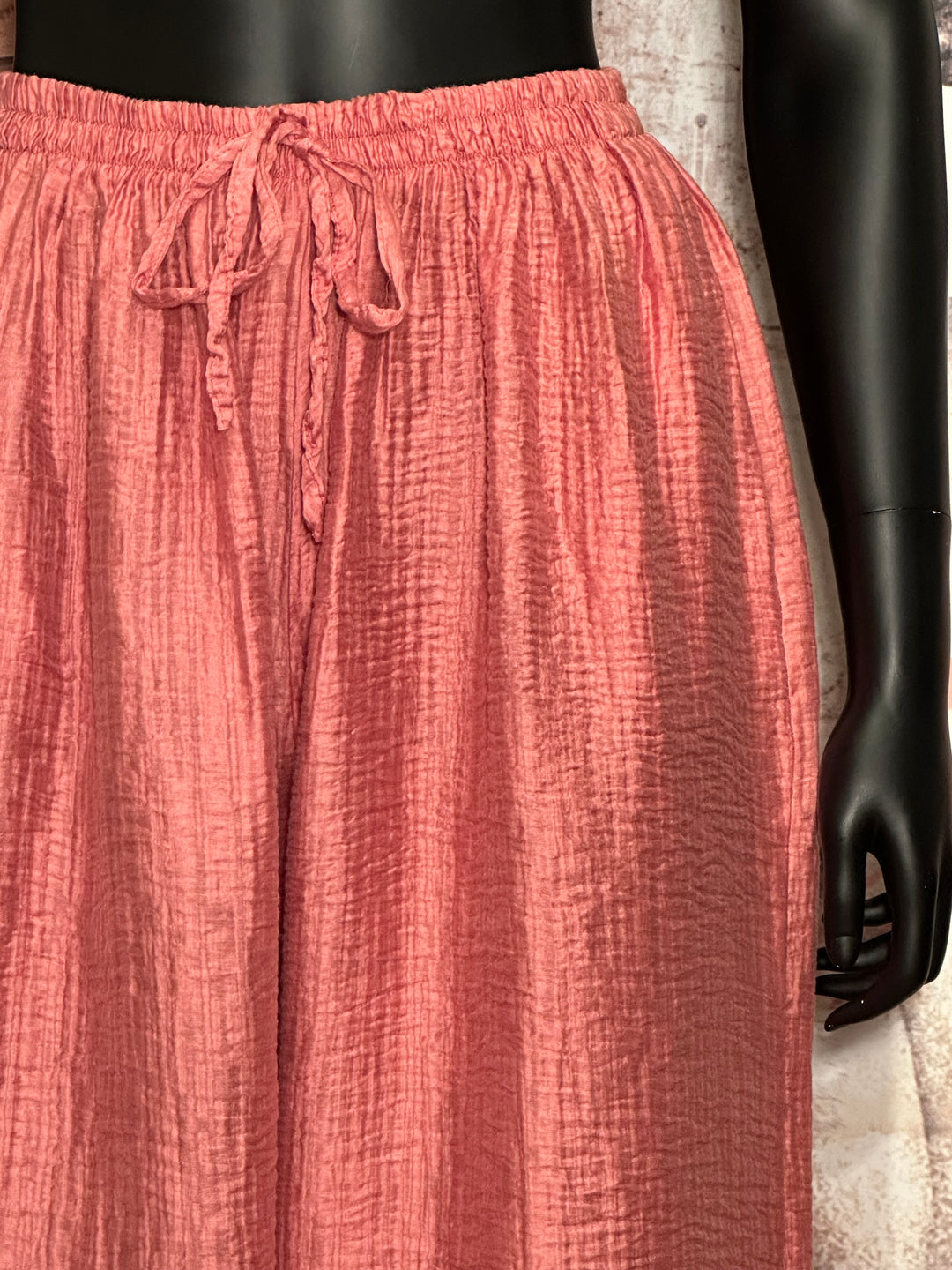 Palazzo-Hose mit Waffelmuster in Vintage-Rosa