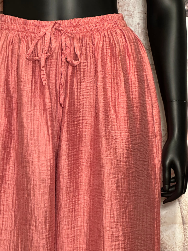Palazzo-Hose mit Waffelmuster in Vintage-Rosa