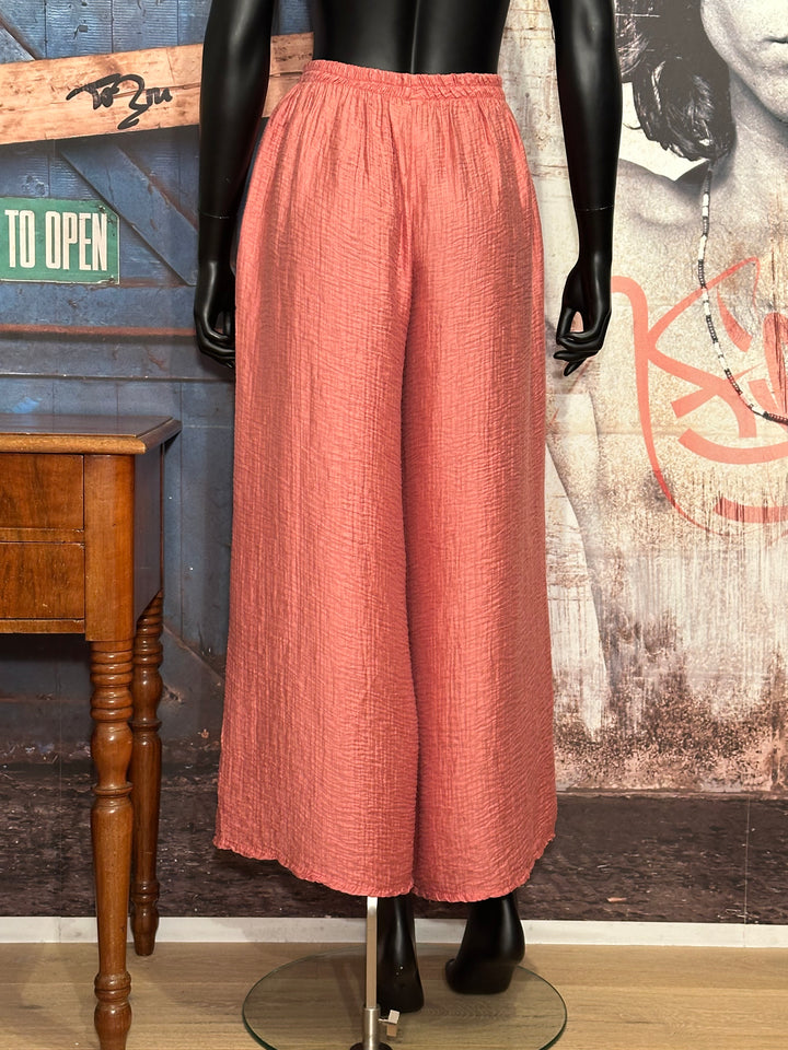 Palazzo-Hose mit Waffelmuster in Vintage-Rosa