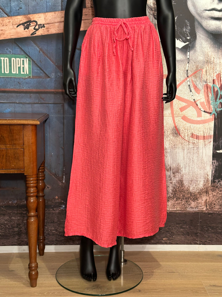 Palazzo-Hose mit Waffelmuster pink