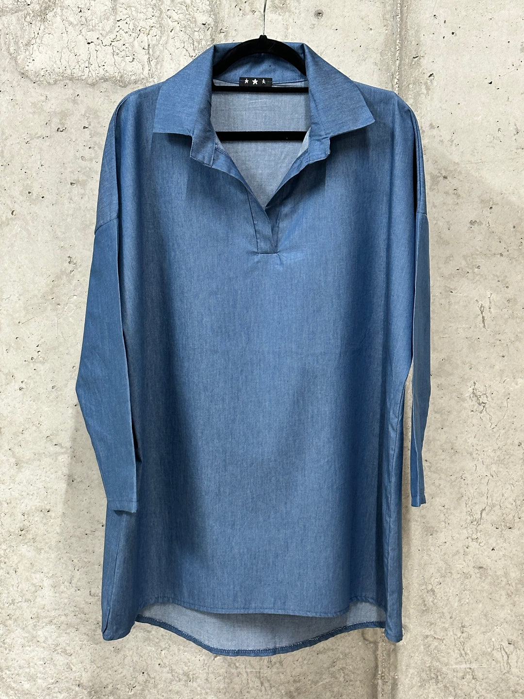 Tunique bleu denim "Skull & Butterflies" 100% coton (40/44) MADE IN ITALY