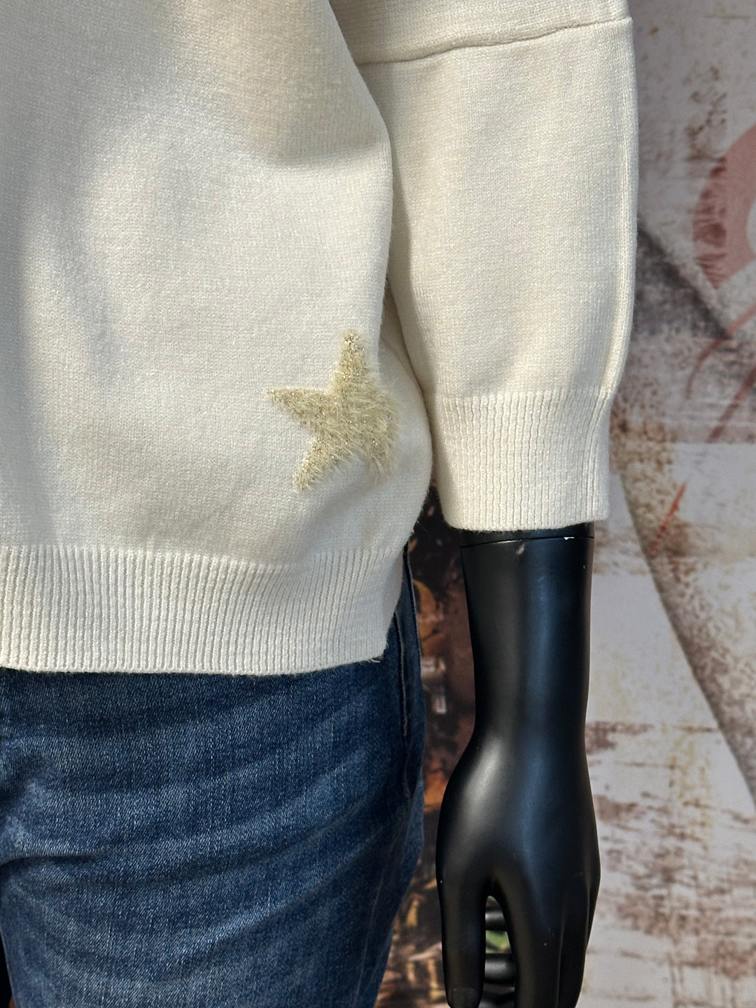 Pull col V & manches 3/4 "Cher Karma..." (38/42) MADE IN ITALY