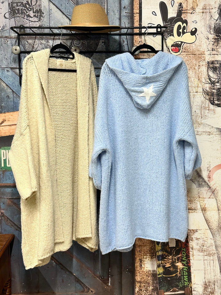 Gilet long à capuche en maille  (40/46) MADE IN ITALY