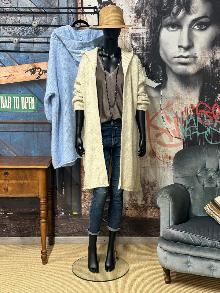 Gilet long à capuche en maille  (40/46) MADE IN ITALY